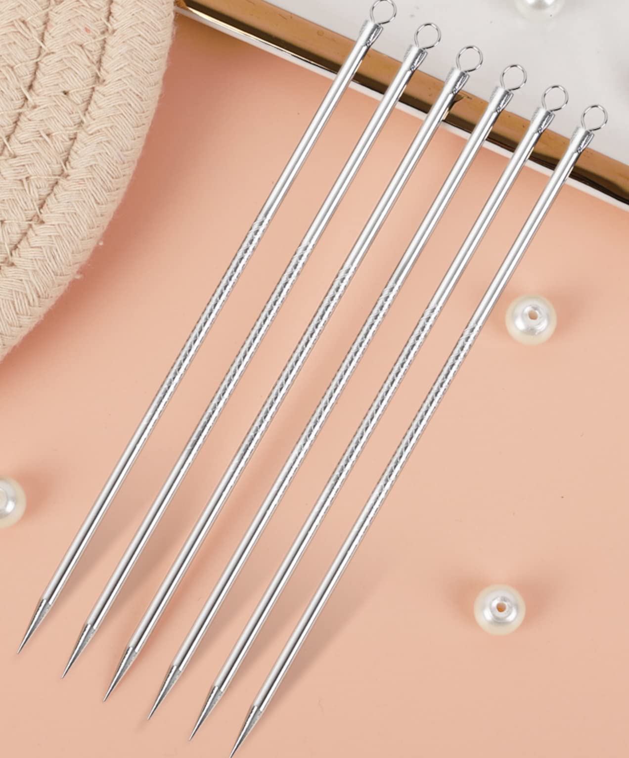 100x Mitesserentferner 4er Set aus Edelstahl Silber Blackhead Remover Porenreiniger für Behandlung v. Pickeln und Akne (100x Set)