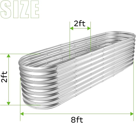 Land Guard 822ft Galvanized Raised Garden Bed Kit, Raised Garden Boxes Outdoor, Oval Metal Raised Garden Beds for Vegetables, Silver