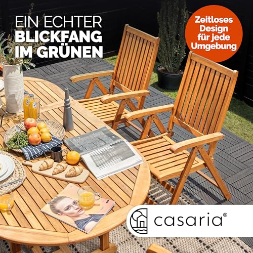 Casaria® Gartentisch Wetterfest FSC®-Zertifiziert Holz 200x100cm 160kg Belastbarkeit Schirmständer Balkon Garten Terrasse Tisch Klapptisch Balkontisch Eukalyptus