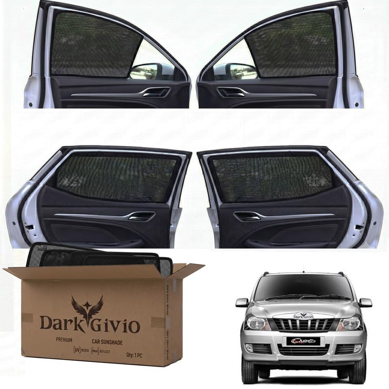 Image of Car Window Sun Shade Protector for QUANTO | Exact Fit Non-Magnetic Half Cut Sunshade (Set of 4 /6) | UV Blocker Side Window Car Curtains & Interior Accessory
