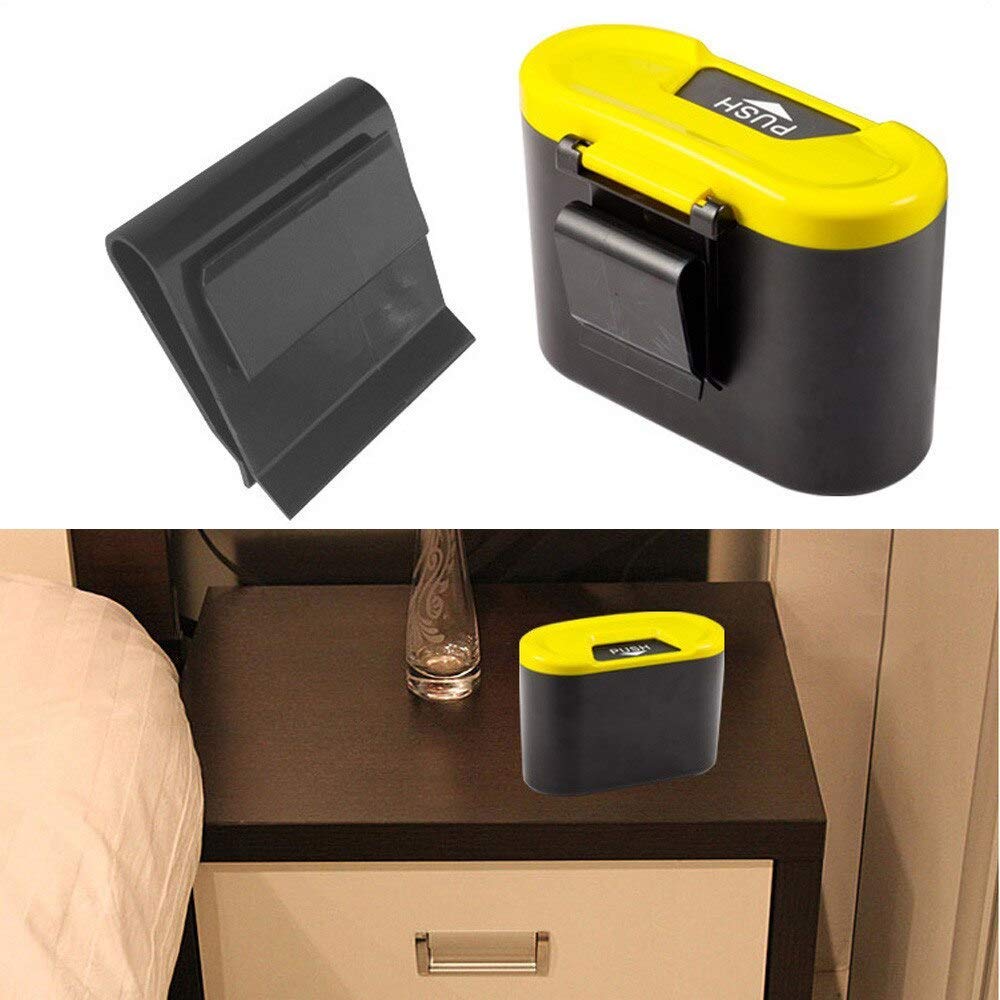 KEYOZA Car Trash Can with Lid, Trash Bin Car Dustbin, Mini Portable Waterproof Vehicle Waste Organizer, Suspend Car Storage Pocket, Small Trash Container for Office Kitchen Home (Plastic, Pull-Out) (JC-044)