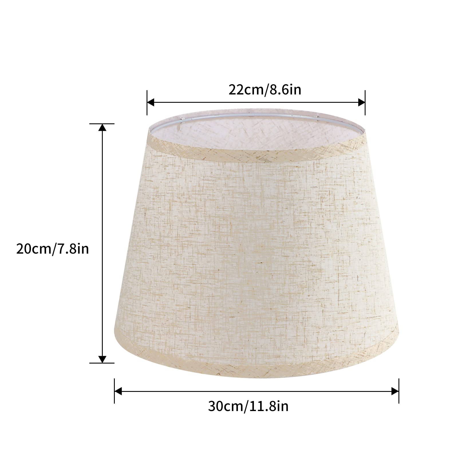Stoff Lampenschirm, Mittlerer Trommel Lampenschirm für Tischlampe Wandlampe Nachttischlampe und Stehlampe, Naturleinen Hardcover Handgefertigt, 12" x 12" x 8" Spider (Weiß-2)