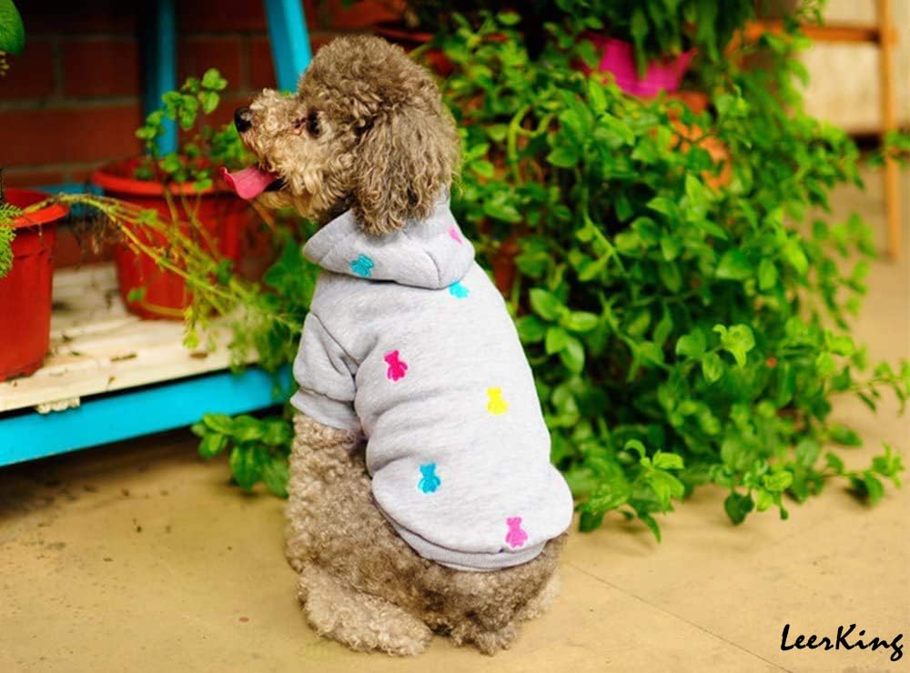 LeerKing Sweats à Capuche pour Chien Chaud Sweatshirt en Coton Chiot Vêtement pour Moyen Petit Chien Chat Gris XXS