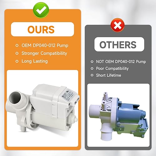 Miniatura 5 de DP040-012 4681EA1007A Bomba de Drenaje (OEM) de Reemplazo para Bomba de Drenaje de Lavadora LG, Reemplaza 5859EA1004F 5859EA1004P 5859EA1004G