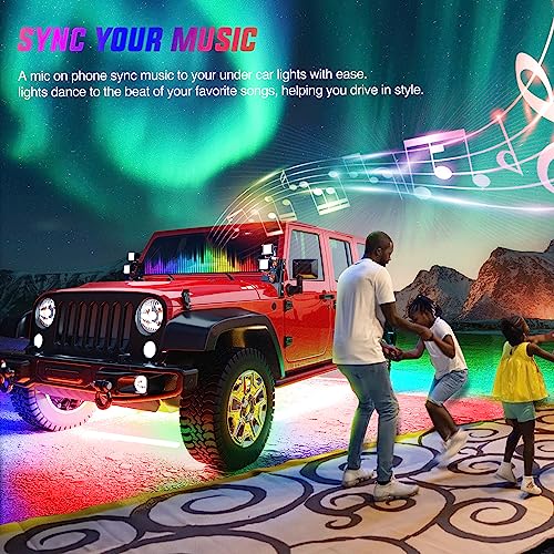 Nilight TL-300 4Pcs Car Underglow Neon Accent Strip Lights 256 Leds Rgbic Multi Color Diy Sound Active Function Music Mode With App Control And Remote Control Underbody Light Strips thumb #4