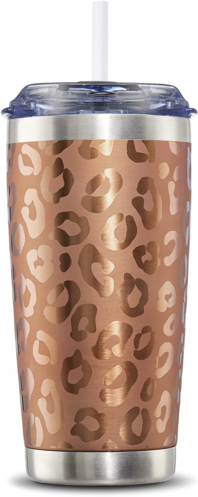CIVAGOInsulated Tumbler with Lid and Straw, 20 oz Stainless Steel Vacuum Coffee Tumbler, Double Wall Coffee Cup, Thermal Travel Coffee Mug for Hot and Cold Drinks, Gold Leopard