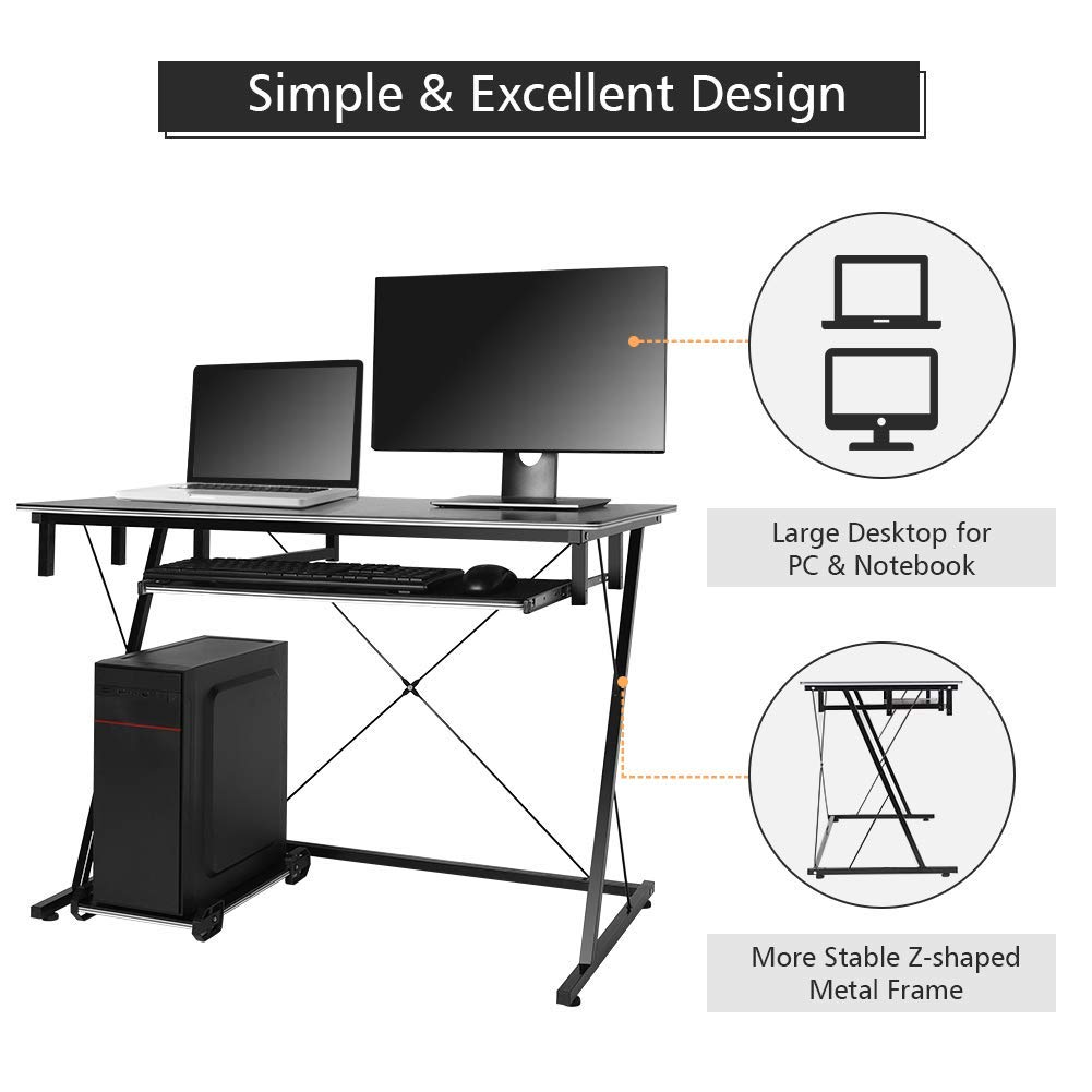 Greensen Zshaped Computer Desk Modern Gaming Computer Table Studio
