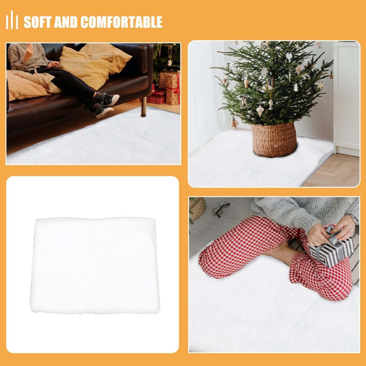 Alasum Artificial Snow Blanket 2pcs for Christmas Village Home Decoration | Thick White Cotton, Fluffy Winter Stage Props, Rooftop Spread and Festive Seasonal Display Use