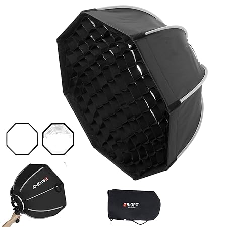 Triopo Softbox 35.4in/90cm w/Honeycomb Grid, Octagon Umbrella Photography Softbox for Godox V860 V850 TT600 TT685 TT685II YN560 III IV JY-680A, etc Flash Speedlite Speedlight Soft Boxes (KS2-90)