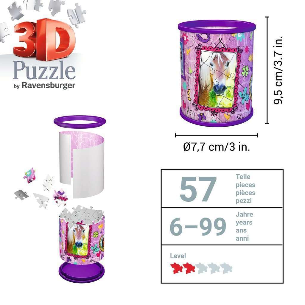 Ravensburger 3D Puzzle 11175 - Utensilo Pferde - 54 Teile - Stiftehalter für Tier-Fans ab 6 Jahren, Schreibtisch-Organizer für Kinder: Erlebe Puzzeln in der 3. Dimension