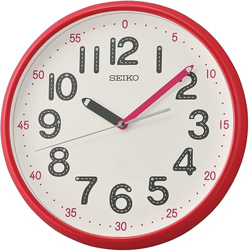 Seiko Reloj de pared Shuyona de 12 pulgadas, color rojo