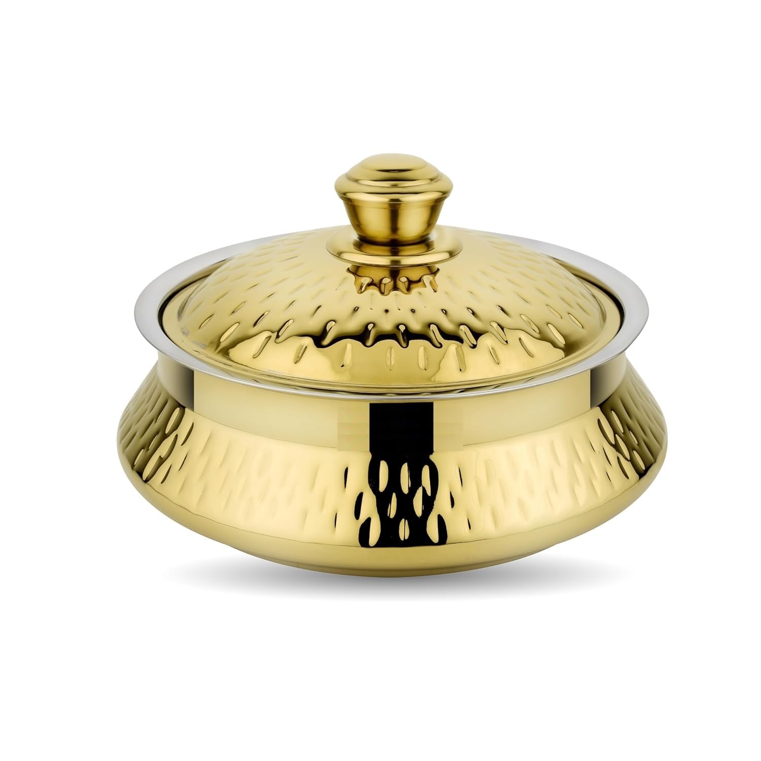Hammered Gold Double Walled Stainless Steel Casserole, | PU Insulated | Hot & Cold | Hygiene | Odourless|Easy to Carry| (1.5 Litres)-image-43