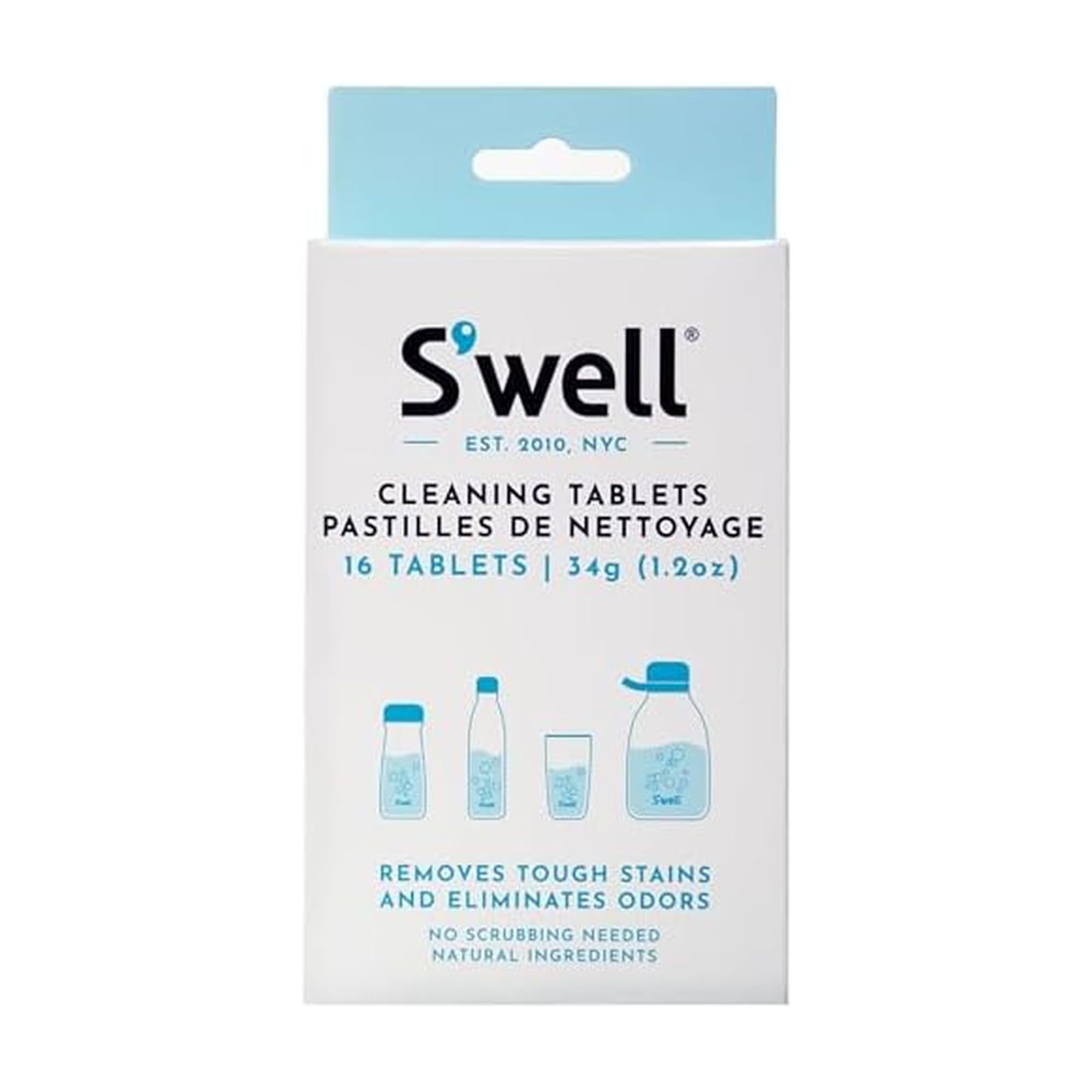 S'well Accessory Fast-Acting Effervescent Fizz Away Residue and Odor-Chlorine-Free and Derived from Natural Substances, 16 Tablets, Cleaning Tablets for Stainless Steel