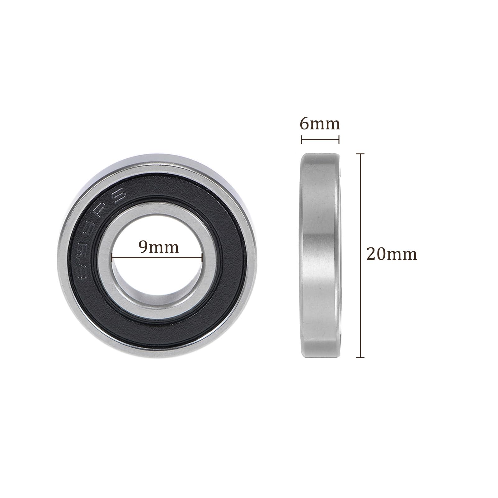 Bille Acier 6mm 20pcs 6800-2RS Profond Rainure Billes Roulements 10mm Alu00e9sage 19mm OD Billes De Roulement