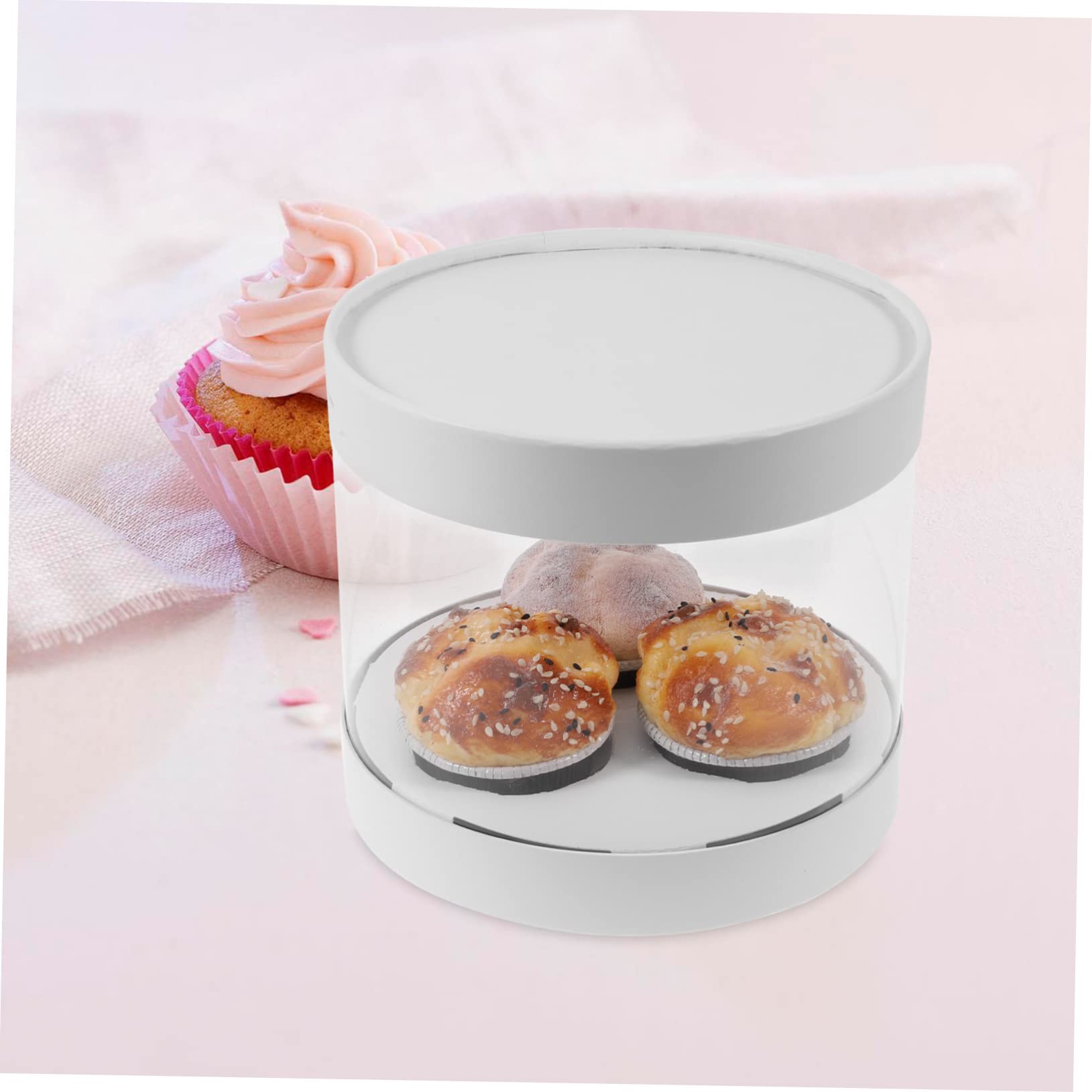 HAKIDZEL Cupcake Carrier Lid Muffin Cake Boxes Packaging Box for Cupcakes Sturdy Material Use 4-inch Diameter Set of 2 White Cover