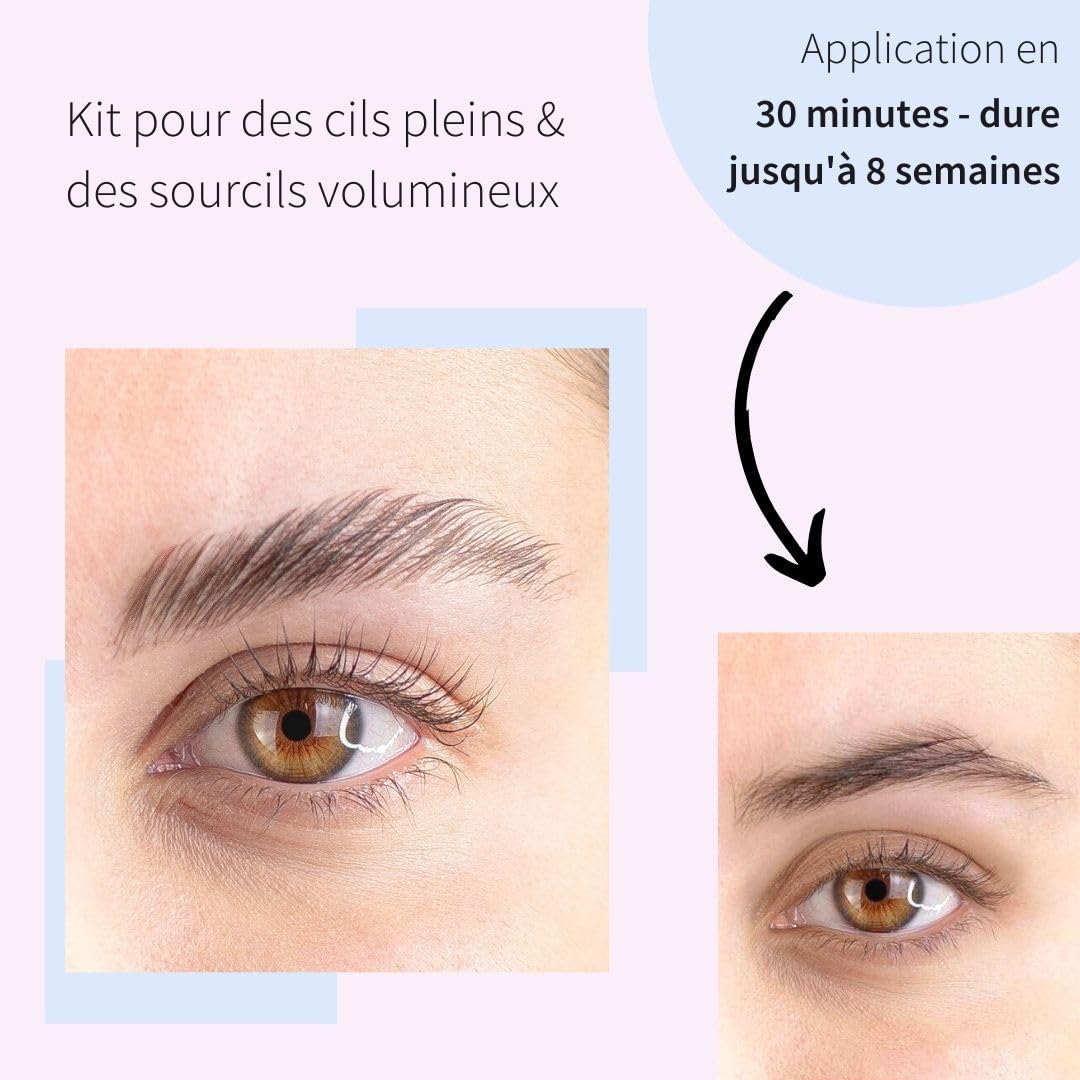 Fleeky Kit de lifting Lash & Brow végétalien et non testé sur les animaux - Sourcils et cils naturels et expressifs