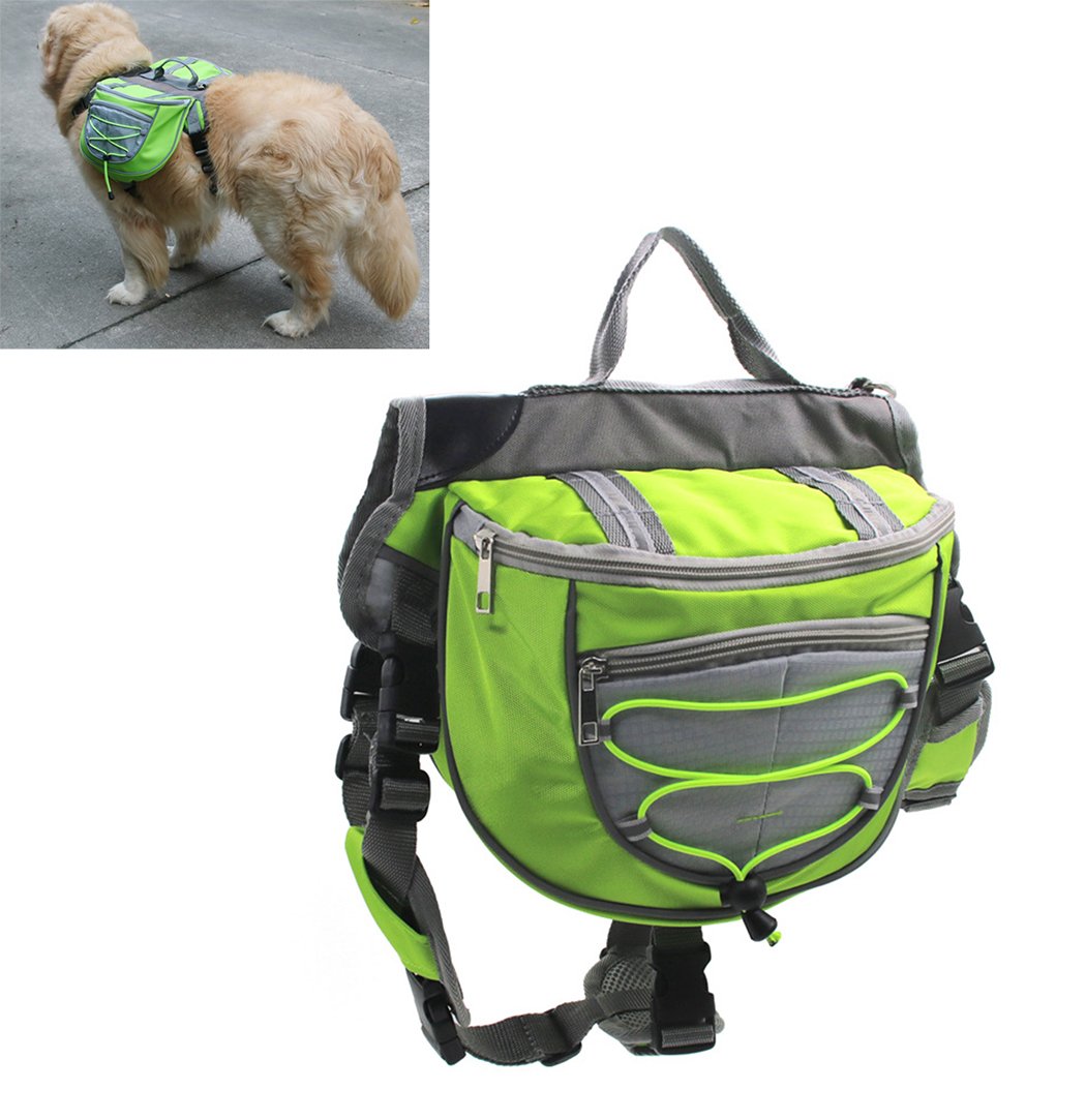 Xiaoyu Zaino per cani, porta bretelle a sella regolabile, per il viaggio campeggio trekking, verde, L