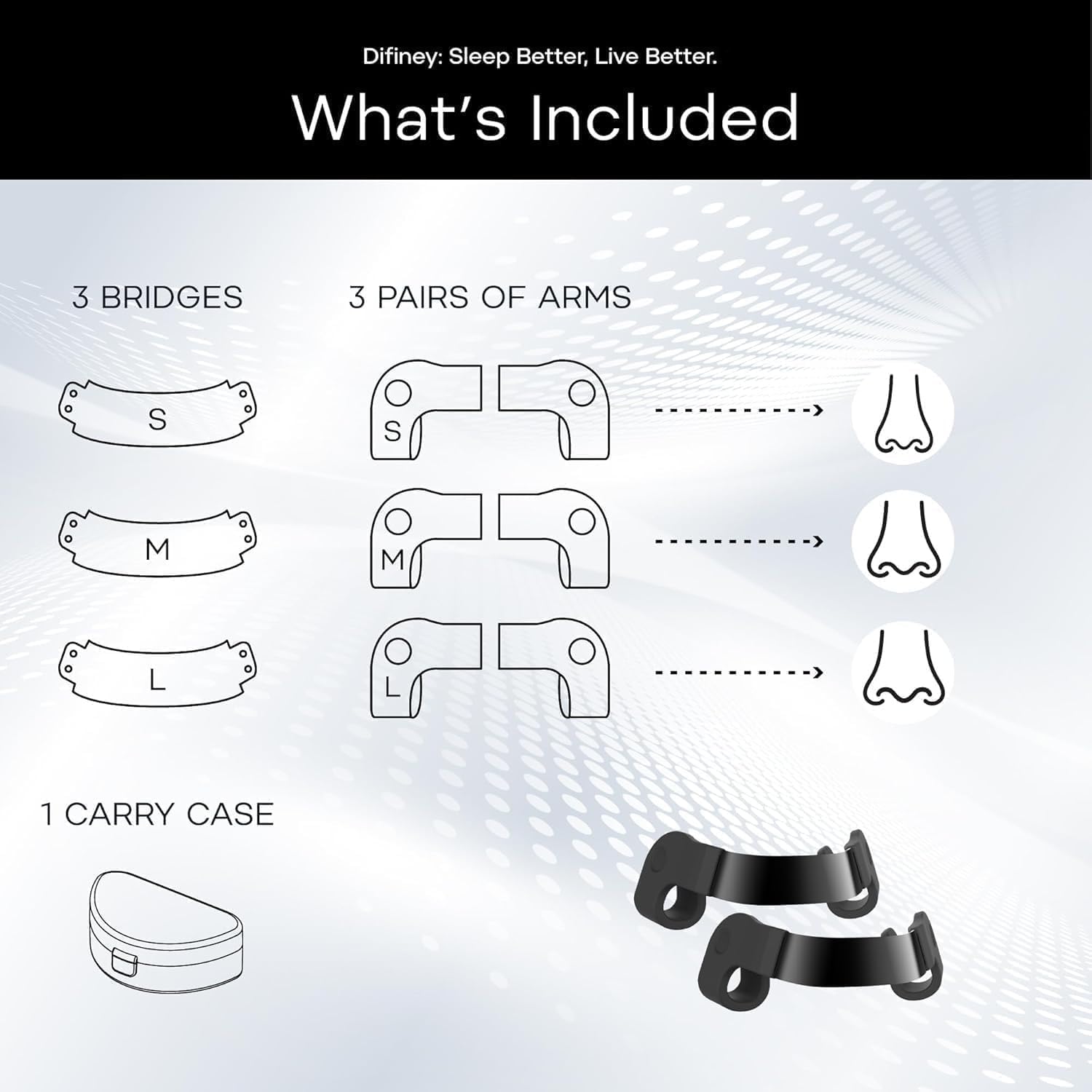 Difiney Reusable Nasal Strips for Breathing: Snoring Support, Max Strength Internal Nasal Opener, No Sticky Pads, Nose Strips Alternative, Bend-to-Fit Steel Bridge Nasal Dilators for Sleep