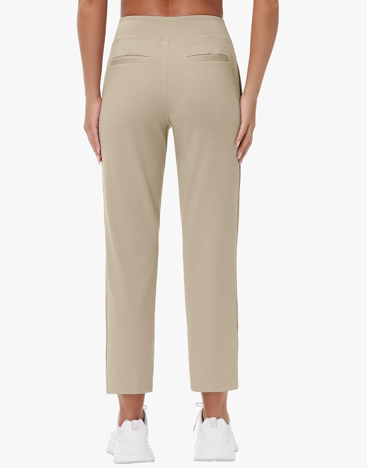 25"/27" Womens Golf Pants Stretch Travel Ankle Cropped Pant High Waist with Zipper Pockets 7/8 Work Business Casual - Image 2