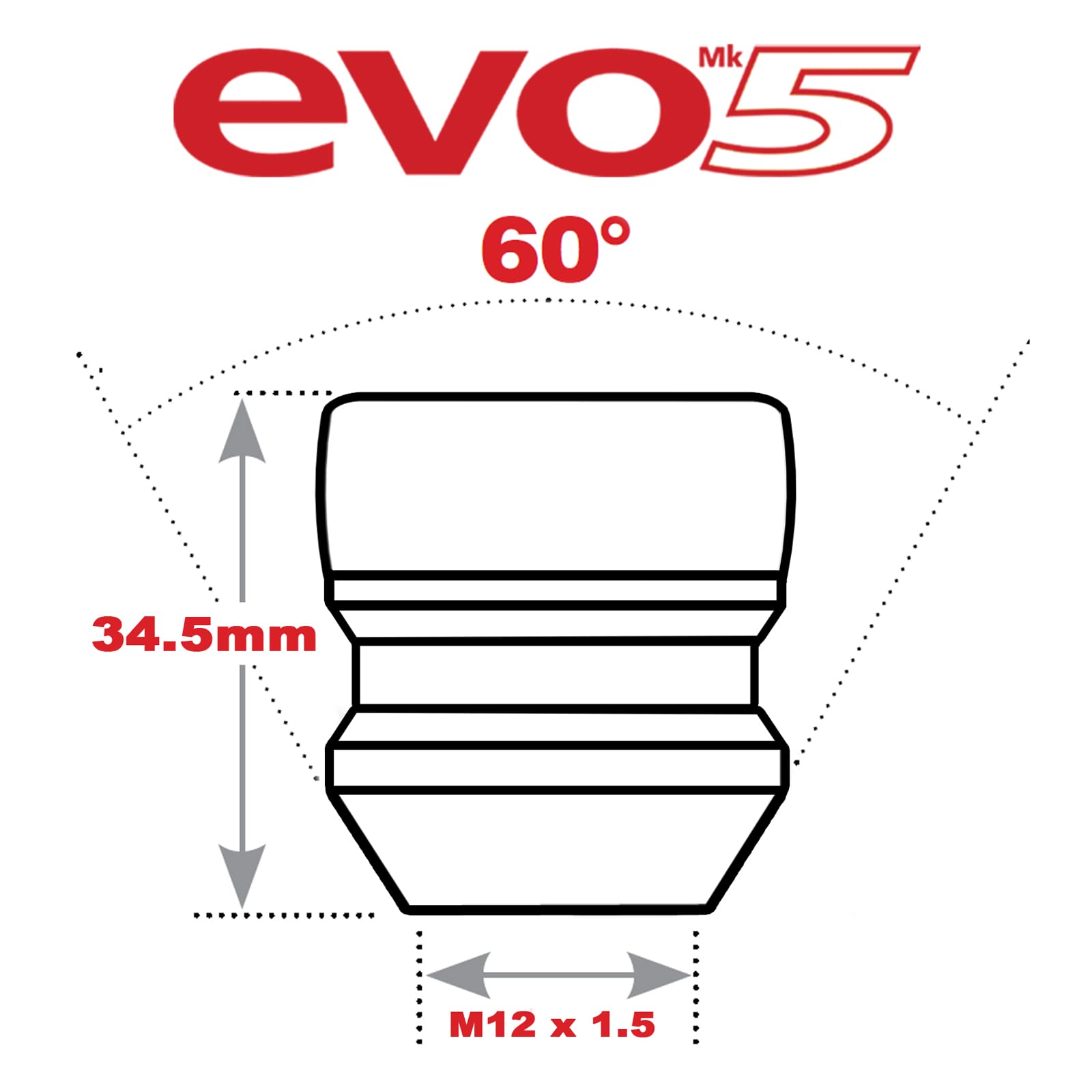 NUOVO MODELLO E TECH EVO5 COMPATIBILE CON FORD O/E (POST-2012 MODELLI) MK5 QUALITÀ ANTIFURTO BLOCCO DADO RUOTA SET (4 DADI E CHIAVE) N M12 x 1.5 19X 60° - NERO 070/5