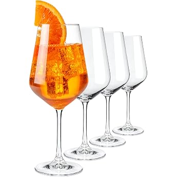 Aperol Spritz Glasses Set of 4 50cl Glass Dishwasher Safe Shockproof Crystal Clear Aperitif Glasses Cocktail Glasses