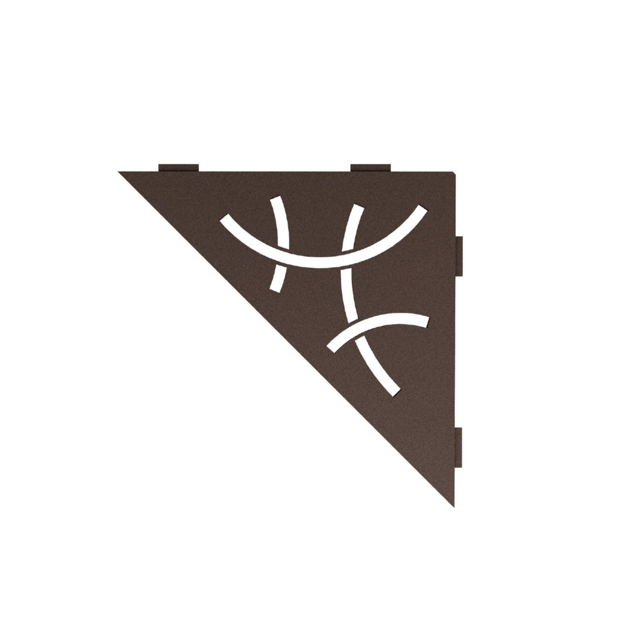 Schluter Triangular Corner Shelf for Tiled Walls - Curve Design, Aluminum Material, Bronze Finish, 3/32" Thick Anchoring Tabs - SES1D6TSOB