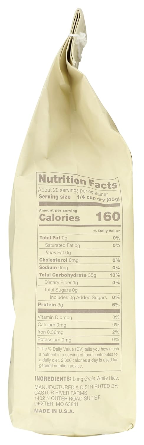 Castor River Farms Long Grain White Rice, Gluten Free, 32 Ounces (Pack Of 6)