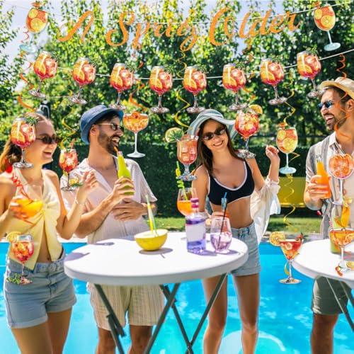 Image of Aperol Sprit Party Decor Include A Spirity Older Orange Glitter Banner Hanging Swirls Sprit Cocktail Birthday Bachelorette Bridal Shower Bar Party Supplies