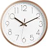 Topkey Wall Clock 12 Silent Non Ticking Arabic Numeral Clock Round Decorative Wall Clock for Living Room, Bedroom, Kitchen (Battery Not Included) Rose Gold