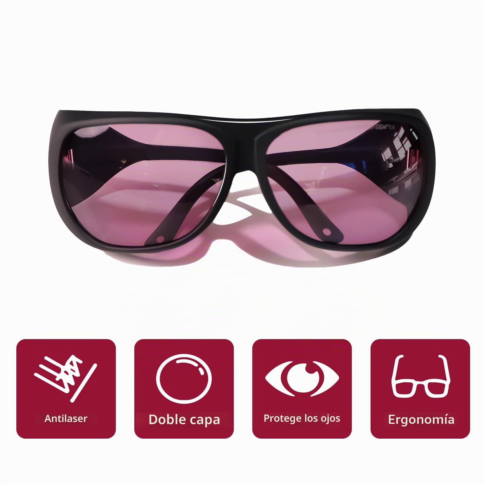 Gafas de Seguridad para Láser OD4+ 190-380nm & 750-860nm, 808nm, 830 nm, Gafas Láser de Luz Infrarroja Cercana y UV protección para Los Ojos con Estuche.