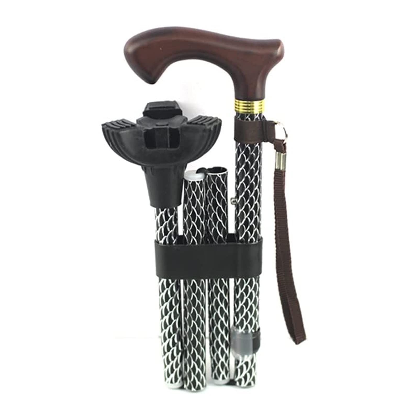 Pasillo de Madera, bastón de bastón Plegable Ligero para Hombres y Mujeres, bastón con Correa de muñeca de Mango ergonómico y Base Antideslizante