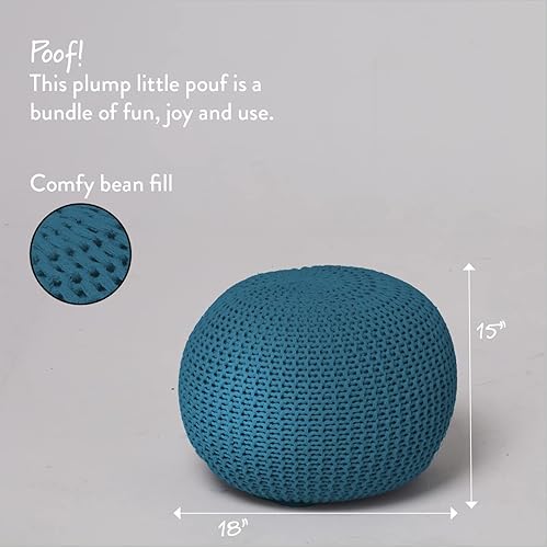 Miniatura 35 de Urban Lifestyle Puf de punto redondo - Algodón tejido a mano, marfil Marfil,Azul,Gris oscuro,Índigo/ azul marino,Gris claro,Negro -,gris