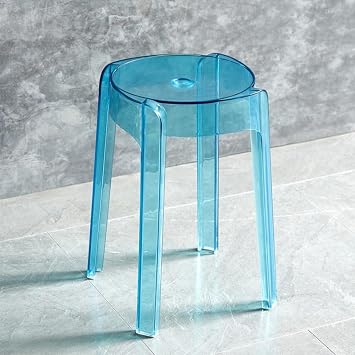 SXHEYUY Modern Stool, Clear Stool, Barstool, Clear Acrylic Shower Stool Corner Stool Chair for Kitchen Island, Dining Room,Blue,Tall