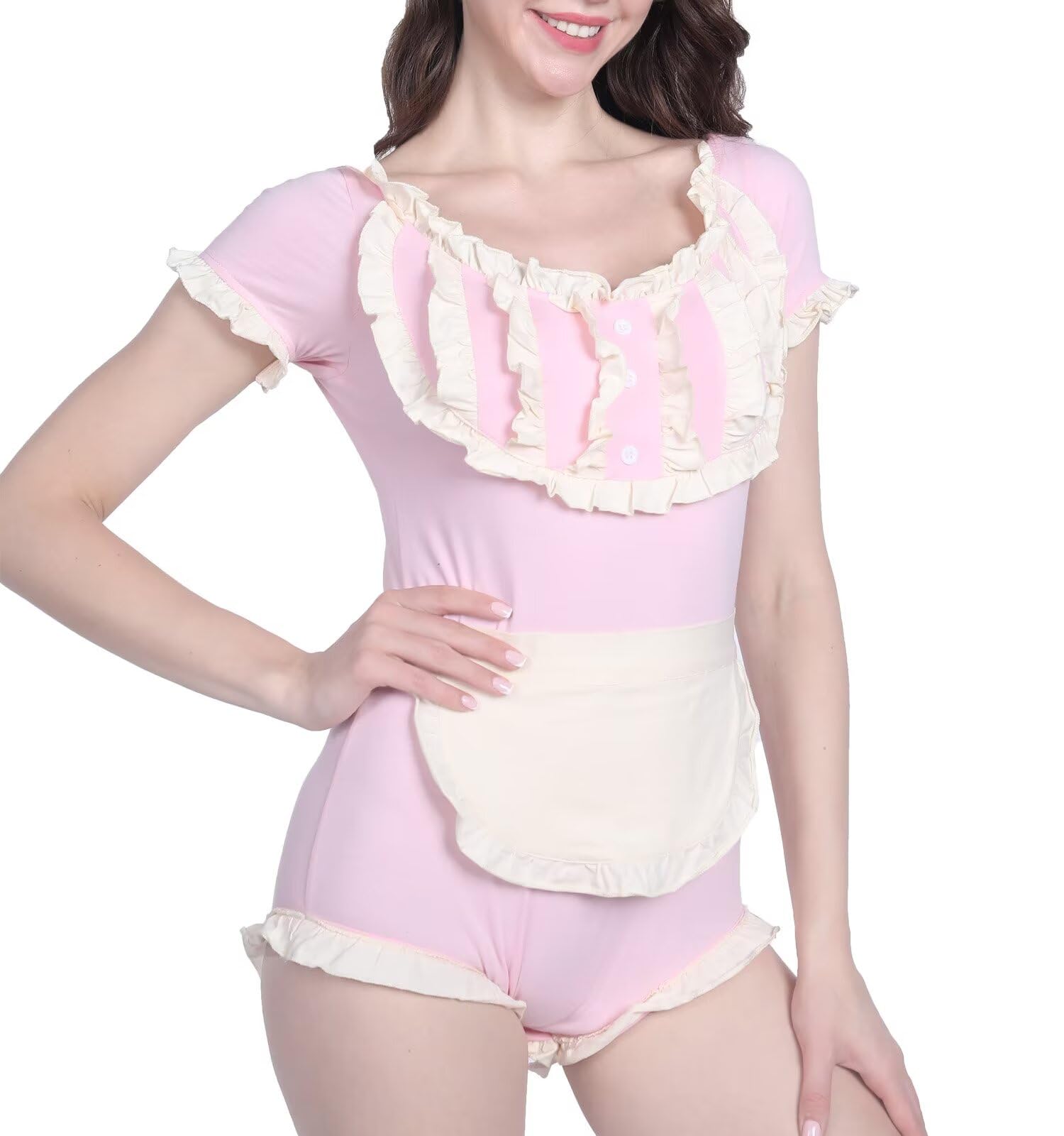 Landofgenie Body Donna Bodysuit in Cotone 95% con 3 Bottoni all'Inguine Comodo e Traspirante per Tutto Il Giorno, Sport & Ufficio