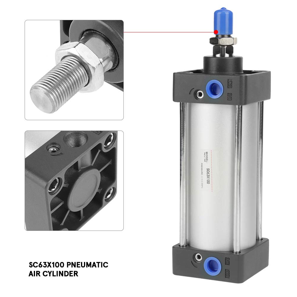 Pneumatyczny siłownik pneumatyczny ze stopu aluminium 100mm skok 63mm otwór przykręcany tłoczysko pneumatyczny siłownik pneumatyczny podwójnego działania 0,1-1,0 MPa