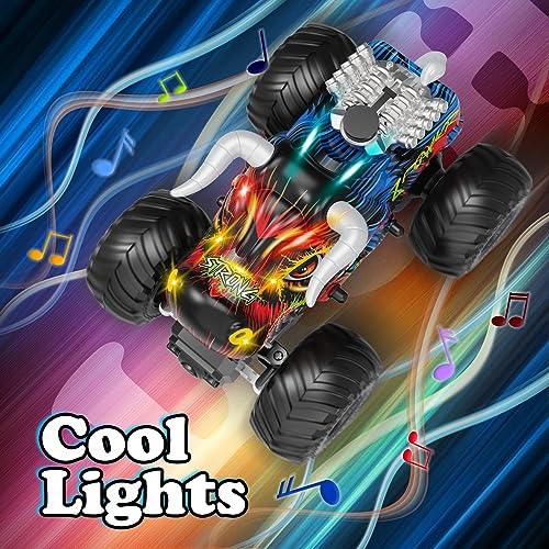 NEXBOX Remote Control Monster Trucks for Boys Age 4-7 8-12 Year Old - RC Bull Car Toys for Kids, Ideas Christmas and Birthday Gifts, 2.4 GHz Multi-Terrain Off-Road Car with Music Lights Spray