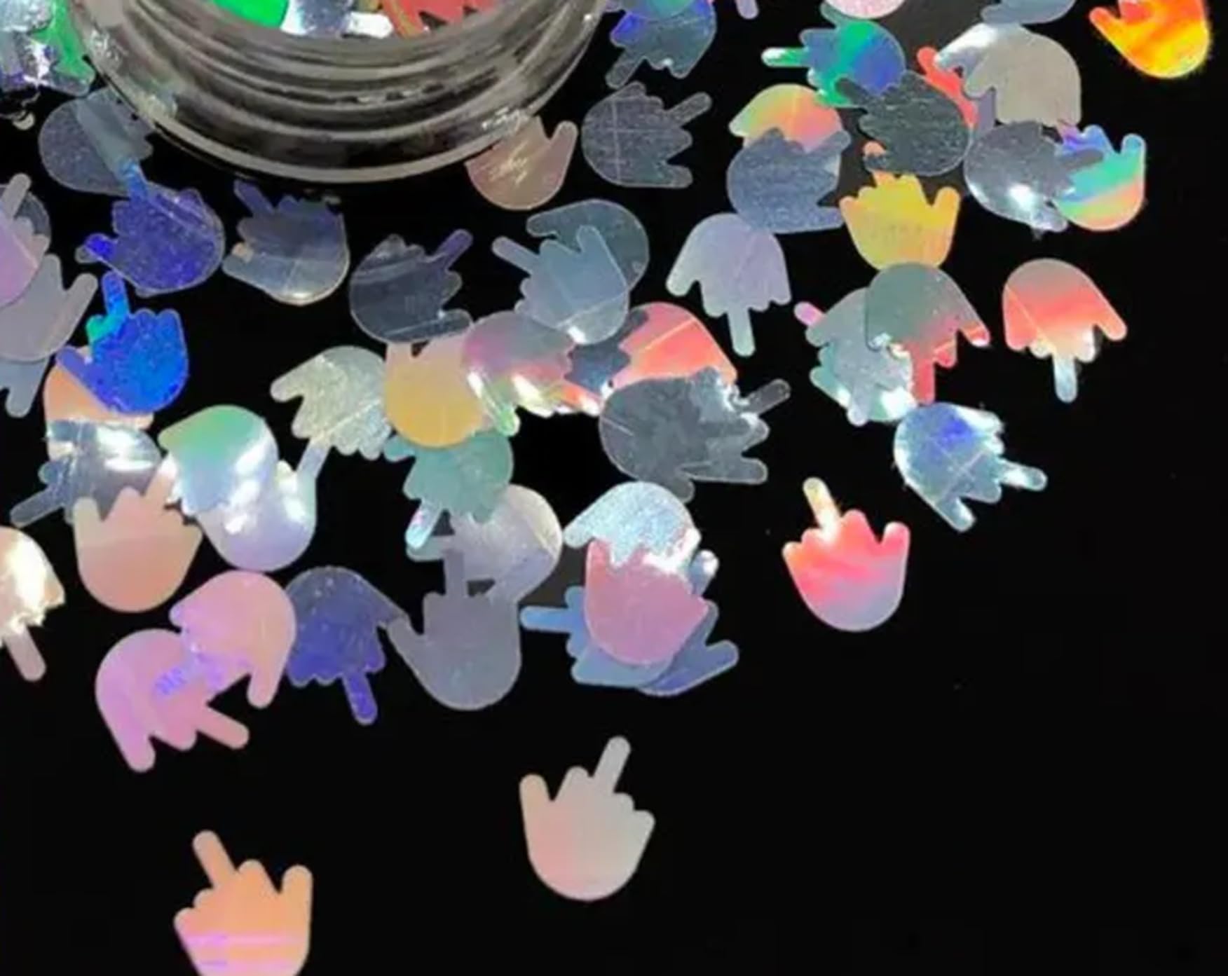 10 gram Middle Finger Confetti Glitter, Middle Finger Holographic Glitter, Funny Party Confetti Chunky Poly Glitter, Glitter Epoxy Tumblers, Glitter Nail, Glitter for Resin