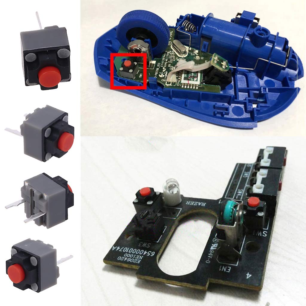 JAGTRADE 5Pcs Mouse Micro Switch 6x6x7.3mm Square Silent Micro Button Gaming Mouse Replacement Parts DIP Microswitch Tact Switch