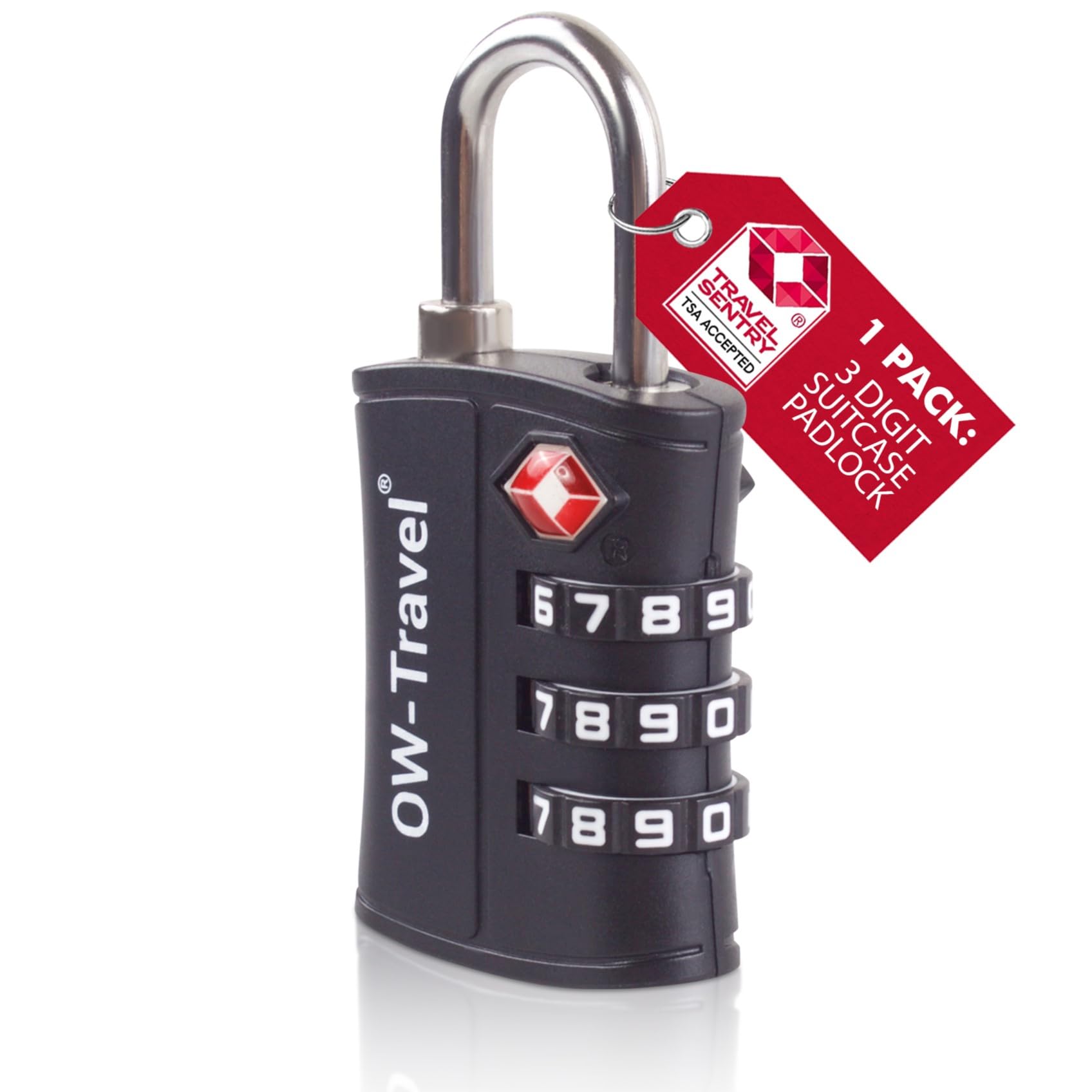 OW-Travel Zamki do Walizek (Zestaw 1 Czarnych) Kłódka TSa z Plastiku ABS z Szyfrem. TSA Combination Lock 3 Cyfrowe Kłódki Walizkowe. Zamek Szyfrowy Do Walizki Plecak Bagaż Szafek na Siłownię