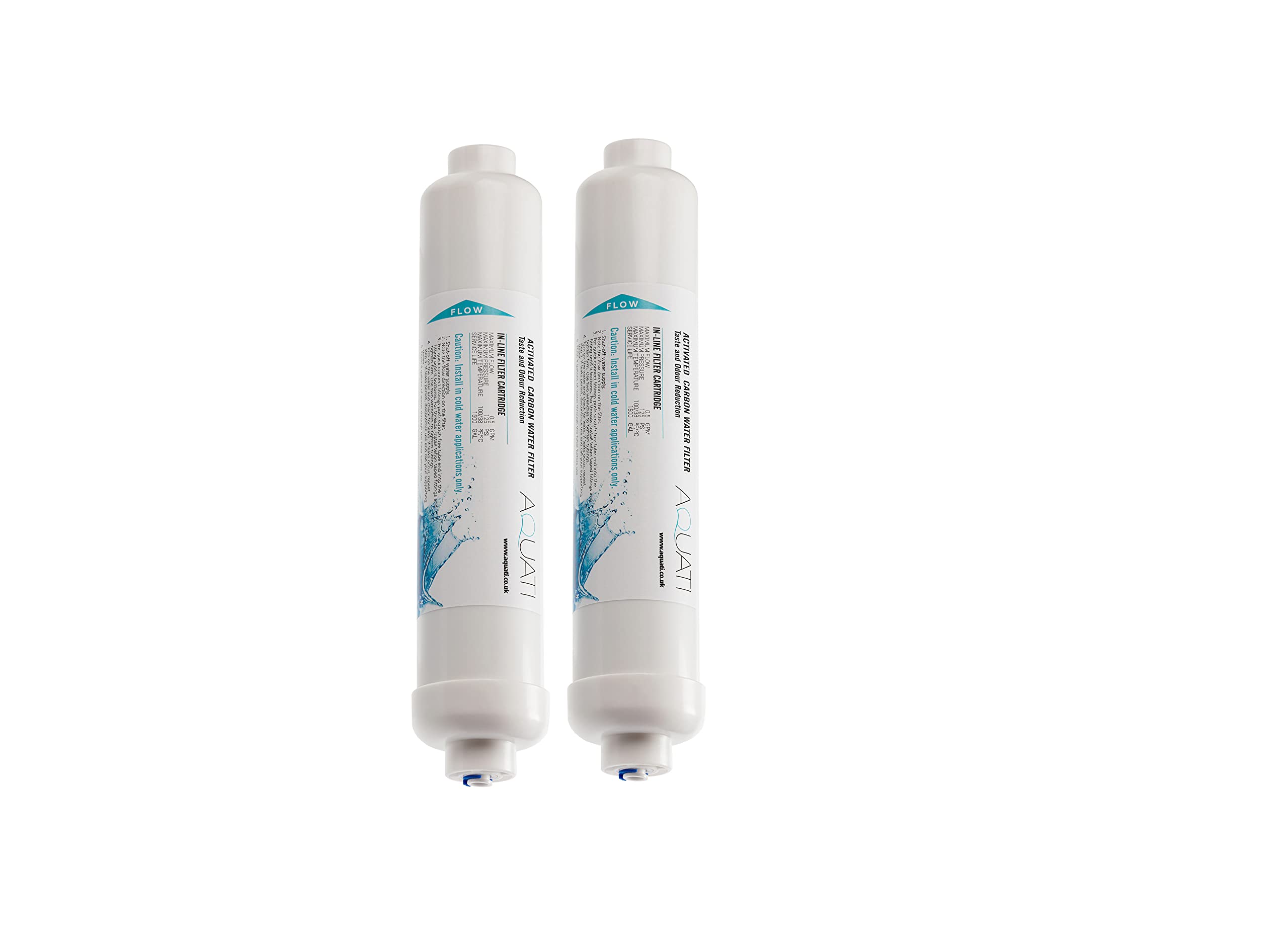 2X Aquati Under-Sink Tap Drinking Water Filter Replacement Inline Cartridges 1/4" Push Fit Connection