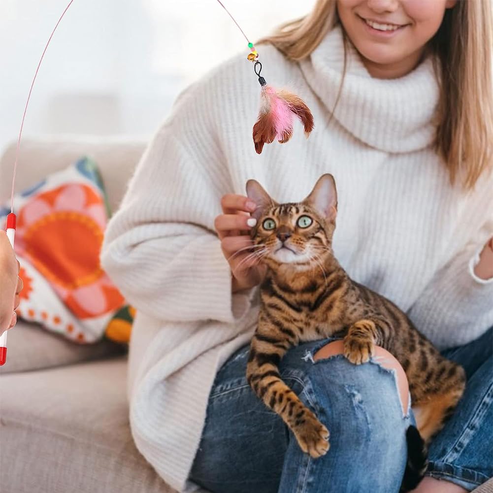 Set 4 Giochi Gatto AiQInu - Canna Pesca Con Uccelli E Ventosa Interattiva - Foto 4
