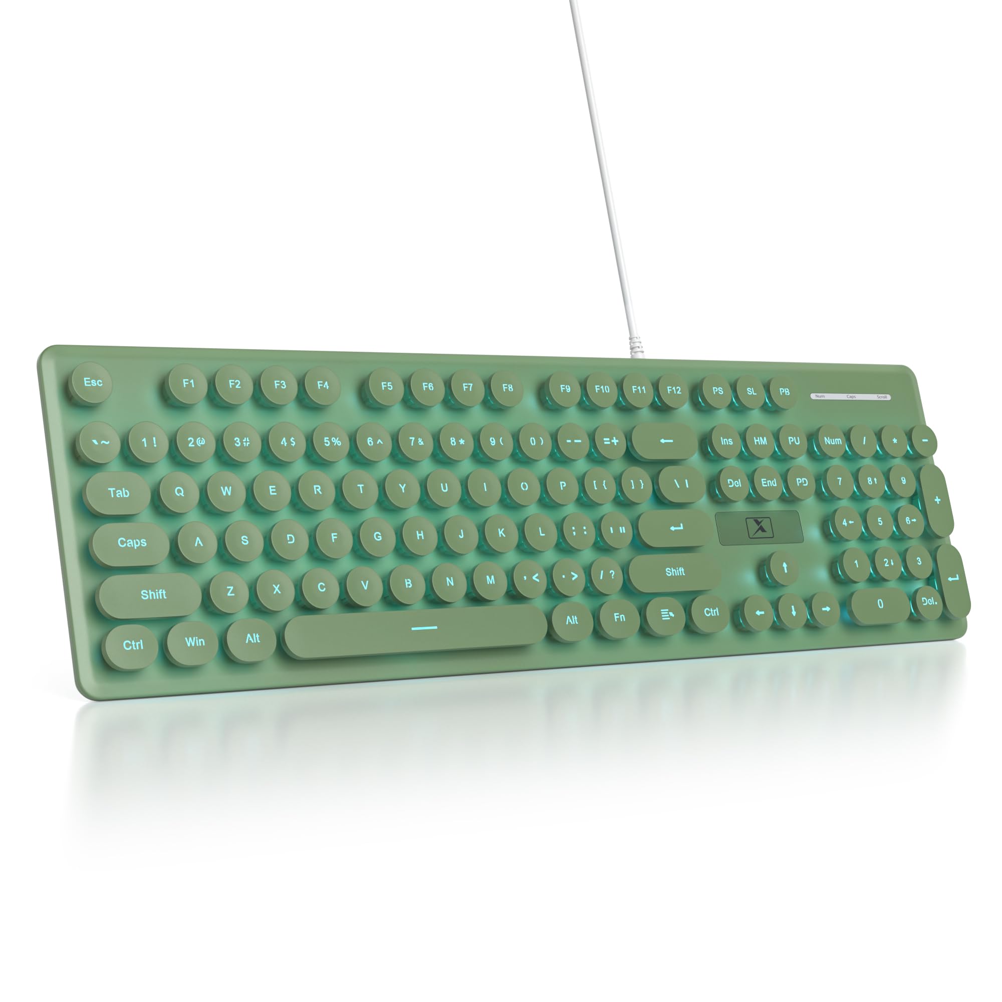 Teclado MÔquina de Escribir, Teclado de Membrana con Retroiluminación LED de 104 Teclas, Diseño QWERTY Americano con Teclas Redondas para Computadora/PC/Laptop/Windows
