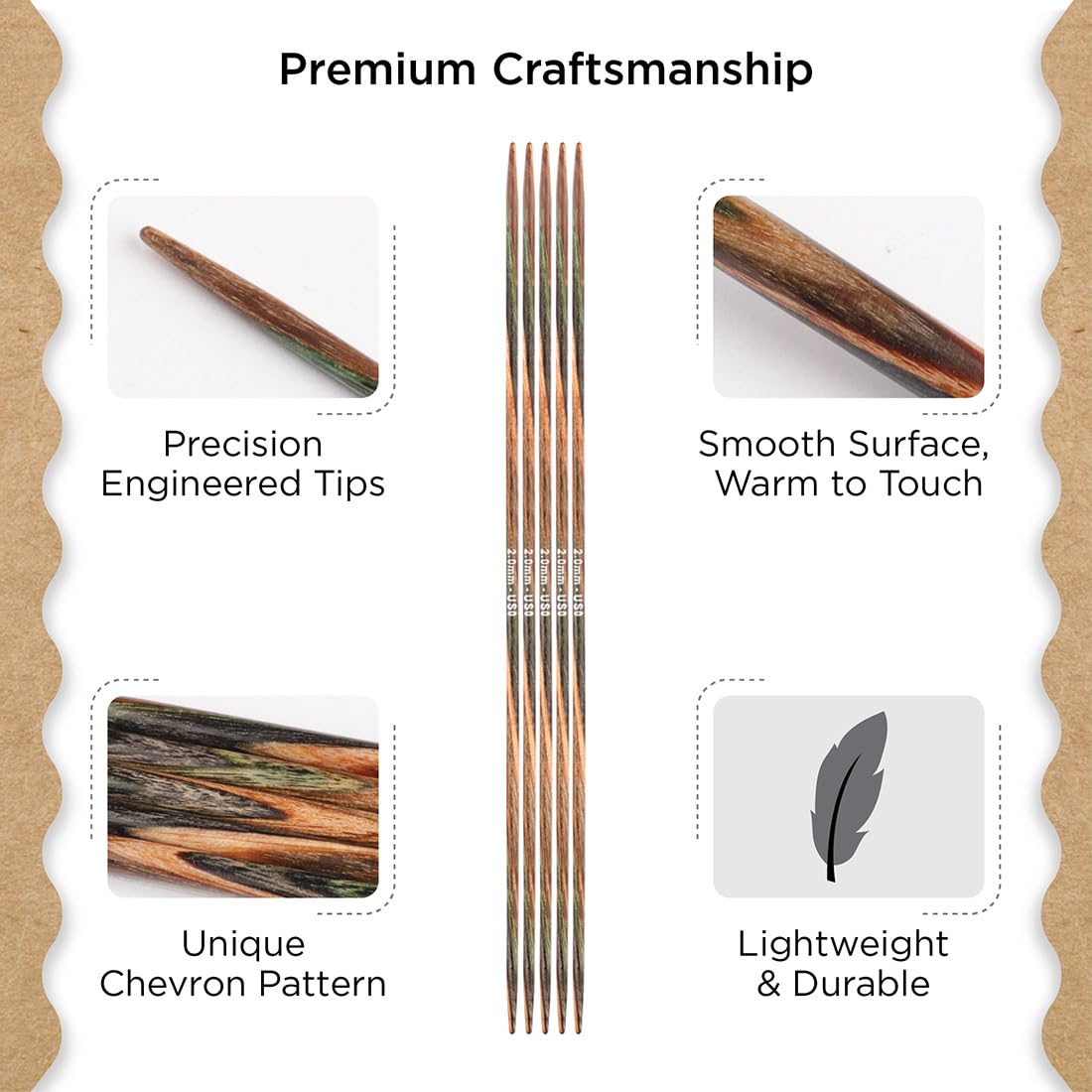 Knitter's Pride Terra Double-Pointed Needle 15 cm 2.00 mm - 1 piece, Green/Brown, 2.00mm - Image 3