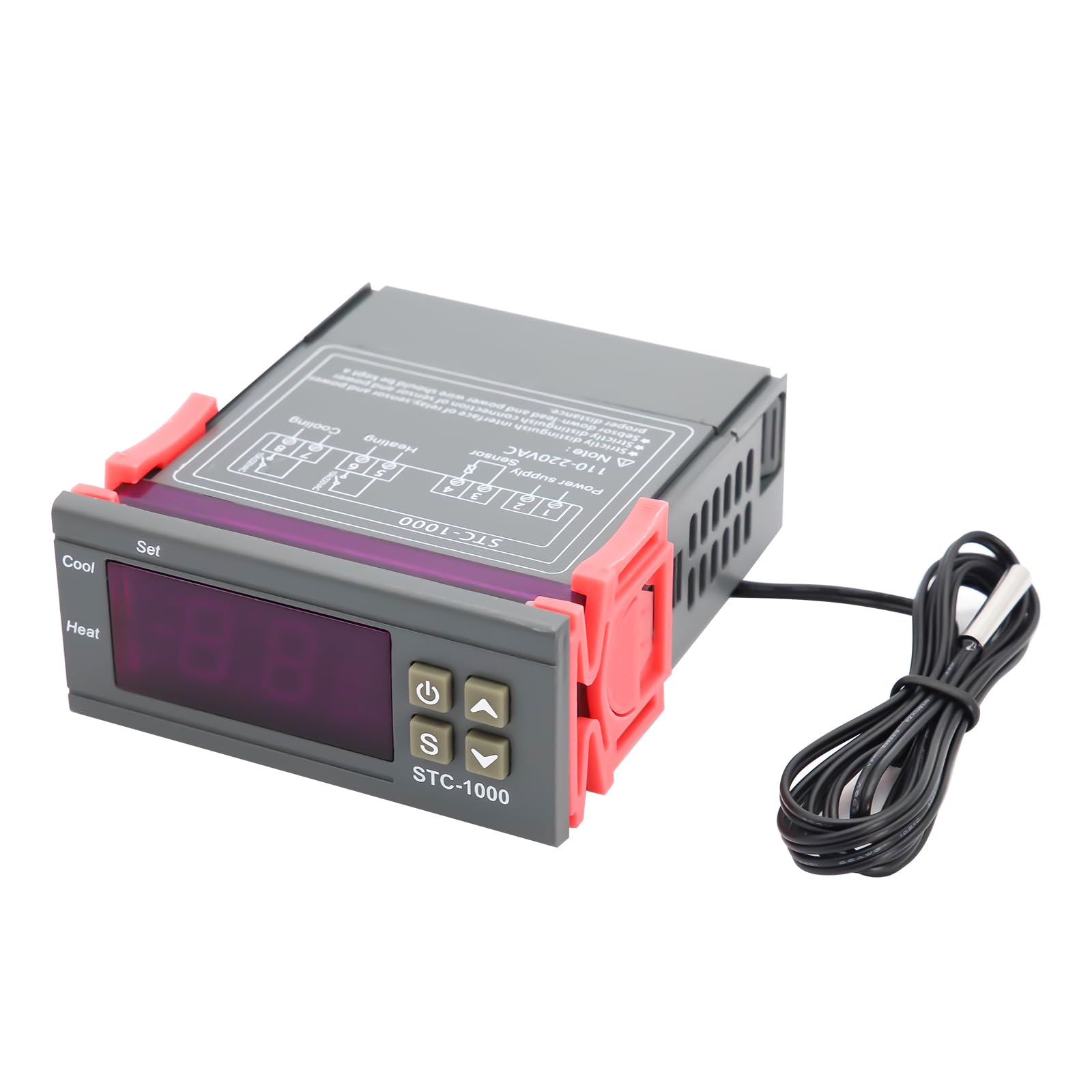 Regolatore Di Temperatura Digitale 110-220V – Doppio Display LED PV/SV, Sensore Sonda, Per Incubatori, Acquari E Serre