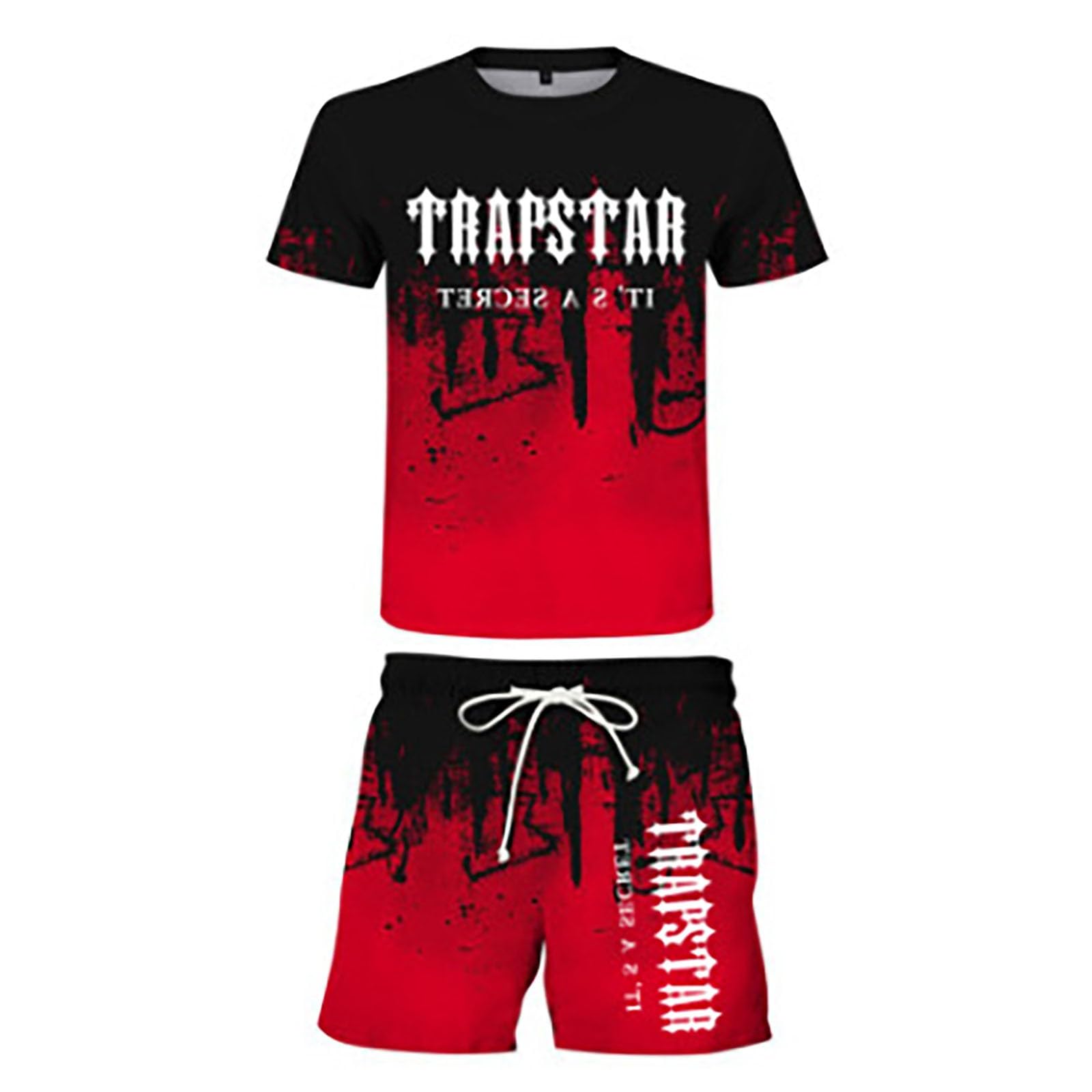 Genérico 2024 Trapstar Corto Chandal Hombre Completo Verano Conjunto De Pantalones Cortos De Camiseta Impresa A Tinta Trapstar De Manga Corta Para Hombres CháNdales Trapstar London Verano, Unisex