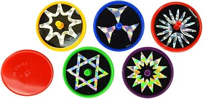 Kipp Brothers Pack of 24 Spinning Tops with Holographic Stickers, 1.5 Inch Toys