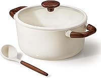 CAROTE 5QT Nonstick Stock Pot with Lid & Ladle, PFOA-Free Ceramic Coating, Even Heating 5 Quart Casserole, Fits All Stoves, White