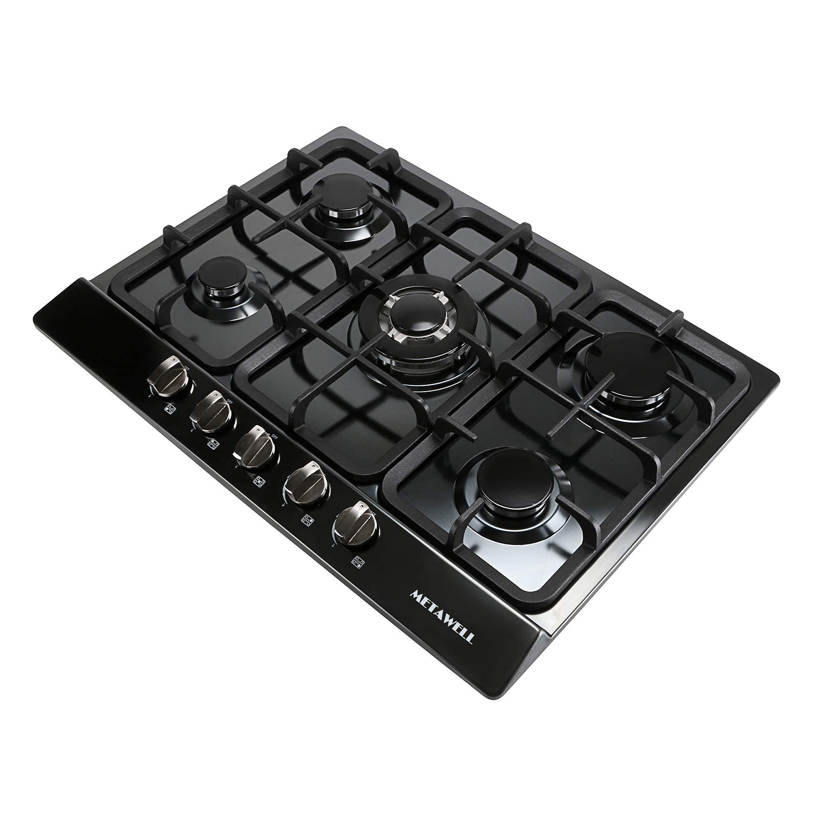 METAWELL 27 inch Gas Cooktop 5 Burner Built In Gas Cooktop, Black