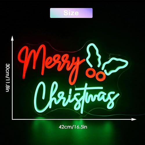 Miniatura 2 de Holly Berry - Letrero de neón con texto en inglés "Merry Christmas", luces LED de Navidad para decoración de pared, letreros de luz USB para