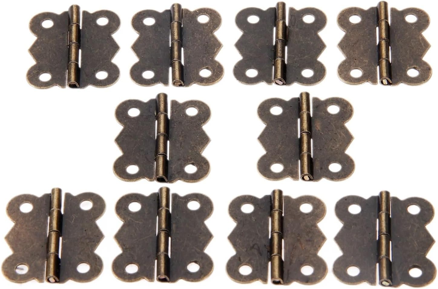 10Pcs Iron Cabinet Hinges Jewelry Wooden Boxes 4 Hole Butterfly Antique Hinge Furniture Fittings for Door Cabinets 25 * 30mm